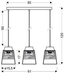 Luster na lanku FRESNO 3xE27/60W/230V