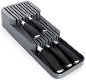 VILDE Organizér na nože, až na 18 nožov, plastový sivý - 39 x 14,5 x 7,5 cm