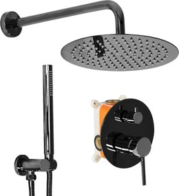 Rea Lungo, podomietkový sprchový set s dažďovou hlavovou a ručnou sprchou, čierna lesklá, REA-P4420