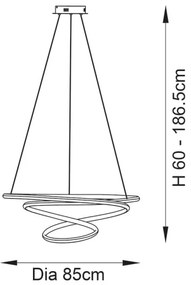 Endon 97639 - LED stmievateľný luster na lanku TWIRL LED/88W/230V 3000K zlatý