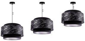 Závesné svietidlo Werona duo 3, 1x čierne textilné tienidlo so vzorom, s