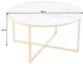 Konferenčný stolík Elegance 80cm biely mramorový vzhľad