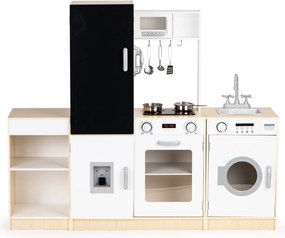 Drevená kuchynka pre deti XXL ECOTOYS – modulárna, s LED, tabuľou na kriedu a zvukmi