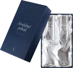 Darčeková krabička na sektové svadobné poháre biely satén