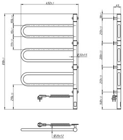 Elektrický otočný sušiak na uteráky FOUETTE 185W/230V 81,8 cm IP44 čierny