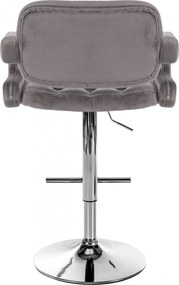 Barová stolička Dublin - zamat, chróm rám - Sivá