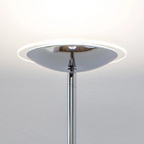 LED stojacia lampa osvetľujúca strop Malea, chróm