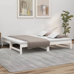 Rozkladacia denná posteľ biela 2x(90x190) cm borovicový masív 823415