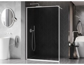 Mexen Kioto-F, sprchová zástena s rámom 140 x 202 cm, 8 mm šedé sklo, biely profil, 800-140-104-20-40