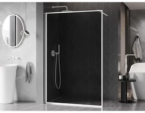 Mexen Kioto-F, sprchová zástena s rámom 140 x 202 cm, 8 mm šedé sklo, biely profil, 800-140-104-20-40