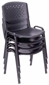Sada stohovateľných stoličiek, čierna - 4 ks