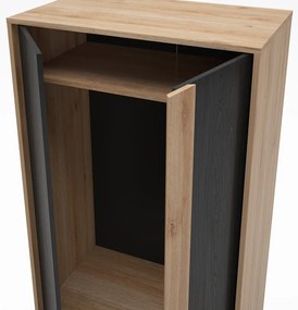 Šatníková skriňa v dekore duba v čierno-prírodnej farbe 90x180x53 cm Dennis – Marckeric