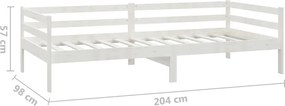 vidaXL Denná posteľ biela borovicový masív 90x200 cm