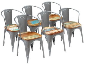 Jedálenské stoličky 6 ks, recyklovaný masív 274398