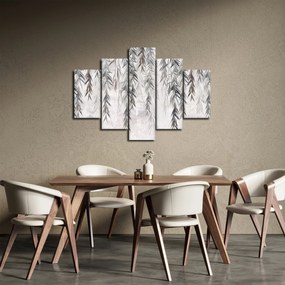 Obraz - Vŕbové vetvičky v šedej omietke (150x105 cm)