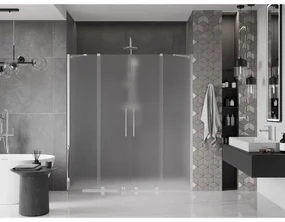 Mexen Velar Duo, posuvné sprchové dvere do otvoru 200 cm, 8mm sklo námraza, chrómová, 871-200-000-32-01