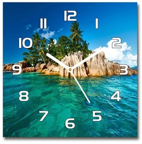 Sklenené nástenné hodiny štvorec Tropický ostrov pl_zsk_30x30_f_78907278