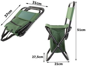 Verk 01665 Kempingová skladacia stolička s taškou 2v1 zelená