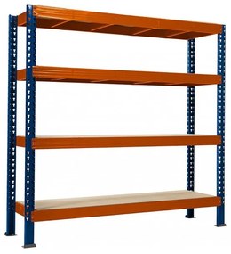Trestles Nekonečný priemyselný regál 2200x2400x800, 4 police Farba: oranžová a modrá