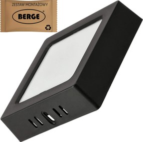 BERGE Štvorcový LED panel čierny - prisadený - 6W - PC - neutrálna biela