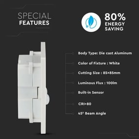 LED schodiskové svietidlo s pohybovým senzorom LED/3W/230V 4000K biela