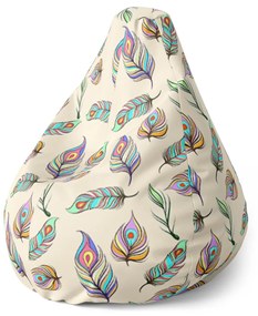 Sablio Sedací vak Pear Pávie pierka - 70 x 95 x 15 cm