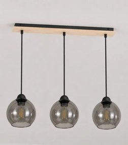Luster na lanku UNO WOOD 3xE27/60W/230V čierna/hnedá