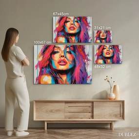 DUBLEZ | Pop art drevený obraz - Žena vo farbách