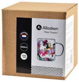 Skleněný hrnek PETER FLOWER 300 ml čirý/vícebarevný