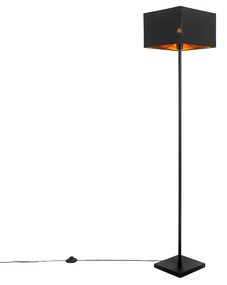 Moderná stojaca lampa čierna so zlatým štvorcom - VT 1