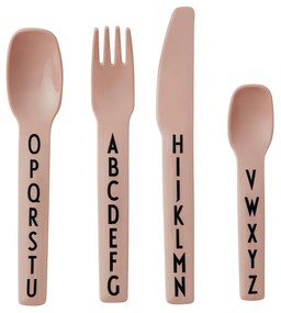4-dielna súprava ružových detských príborov Design Letters