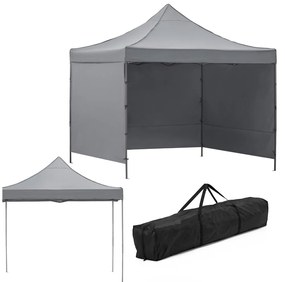 Nožnicový stan 3×3 m – záhradný pavilón pre veľtrhy, expresné akcie a catering, sivý Springos GP0003