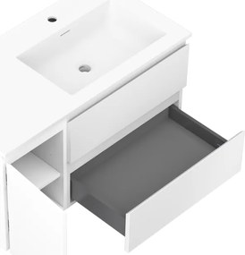 Mexen Orio, kúpeľňová skrinka 90 cm s pravým umývadlom Otis, 2S, 1D, biela matná, 91A13-09047-3-BBFFF01-W18P01