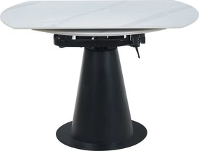 Vintino Rozkladací jedálenský stôl SORIAN 75–120 × 120 cm – biely mramor / čierna oceľ