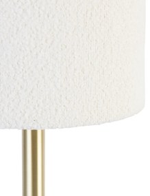 Klasická stolná lampa z mosadze s tienidlom biela 20 cm - Simplo