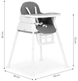 Detská jedálenská stolička 3v1 ALWAYS GREY ECOTOYS šedá