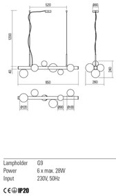Redo 01-2375 - Luster na lanku GOJI 6xG9/28W/230V čierna