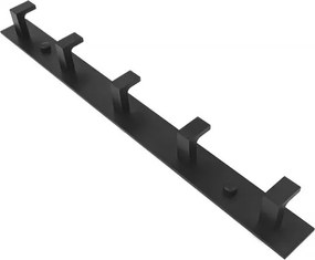 Nástenný vešiak s piatimi háčikmi čierny