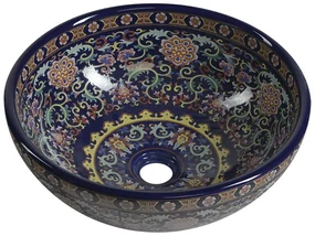 Sapho Sapho, PRIORI keramické umývadlo, priemer 41 cm, 15 cm, fialová s ornamentami, PI022