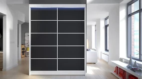 Skriňa s posuvnými dverami Bianca IV (biela + čierna) (osvetlenie LED RGB farebné). Vlastná spoľahlivá doprava až k Vám domov. 1059137