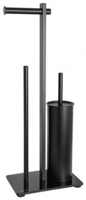 Erga Yami, držiak toaletného papiera s WC kefou a zásobníkom na papier, čierna, ERG-YKA-P.YAMI-FB