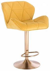 LuxuryForm DESIGN Barová stolička MILANO VELUR na zlatom tanieri - žltá