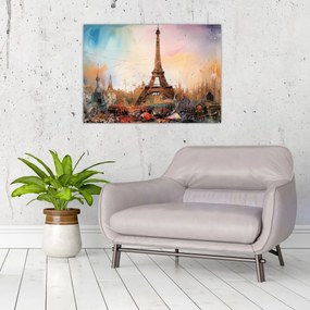 Obraz - Maľba Eiffelovej veže (70x50 cm)