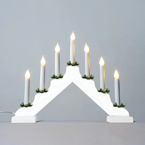 EXIHAND Adventný svietnik KONST, 7 filamentových žiaroviek, drevený, biely