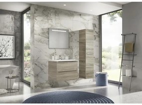 Kúpeľňový nábytkový set Pulse 90 cm s umývadlom a zrkadlom s LED osvetlením dub sivý