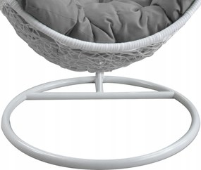 Garden Line BIELA ZÁVESNÁ STOLIČKA, VANKÚŠ – TMAVOSIVÁ, RÁM – BIELY, POLOVICA