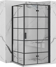 Štvorcový sprchový kút REA MOLIER 90x90 cm, čierny/transparent - bez vaničky