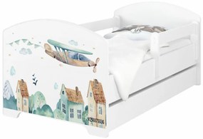 Babyboo Detská posteľ 140 x 70 cm - Letadla + šuplík 140x70