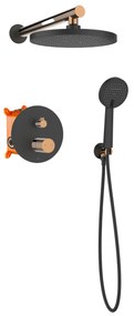 Invena Moonlight, sprchová súprava pod omietku, 2-funkčná, čierna-ružové zlato, INV-BS-77-014-V