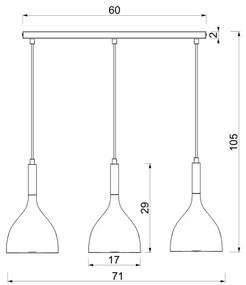 Luster na lanku NOAK WOOD 3xE27/15W/230V biela/buk